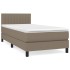 Cama box spring con colchón tela gris taupe 90x190