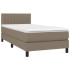 Cama box spring con colchón tela gris taupe 90x190