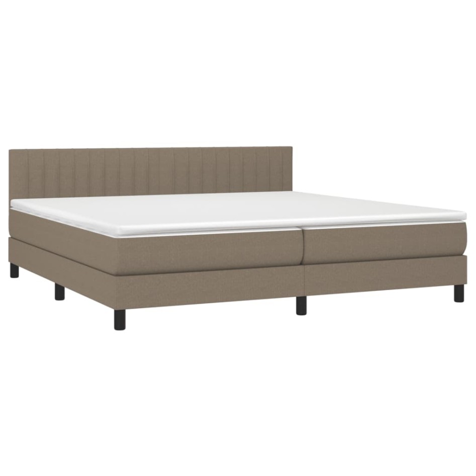 Cama box spring con colchón tela gris taupe 200x200
