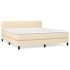 Cama box spring con colchón tela color crema 160x200