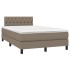 Cama box spring con colchón tela gris taupe 120x200