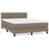 Cama box spring con colchón tela gris taupe 140x190
