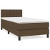 Cama box spring con colchón tela marrón oscuro 90x190