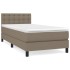 Cama box spring con colchón tela gris taupe 90x200