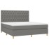 Cama box spring colchón y luces LED tela gris oscuro 160x200