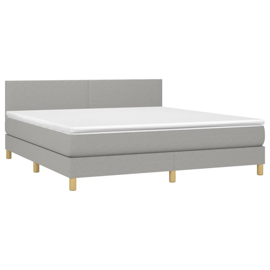 Cama box spring con colchón tela gris claro 180x200