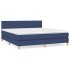 Cama box spring con colchón tela azul 160x200