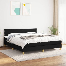 Cama box spring con colchón tela negro 180x200