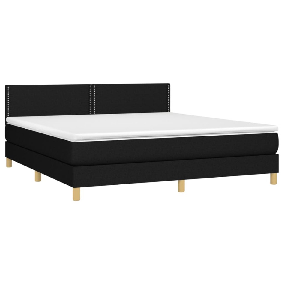 Cama box spring con colchón tela negro 180x200
