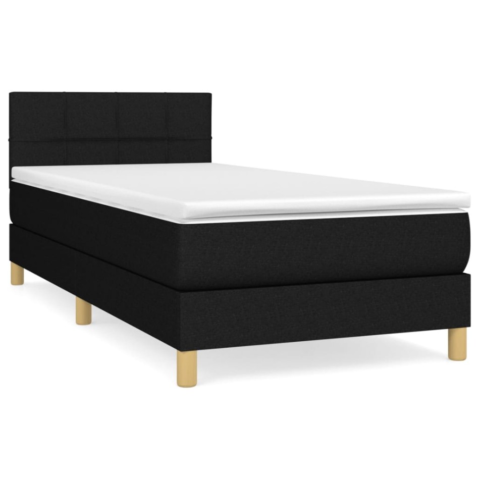 Cama box spring con colchón tela negro 100x200