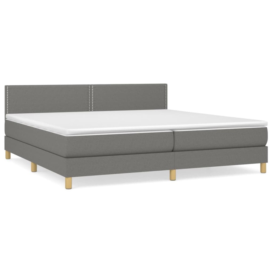 Cama box spring con colchón tela gris oscuro 200x200