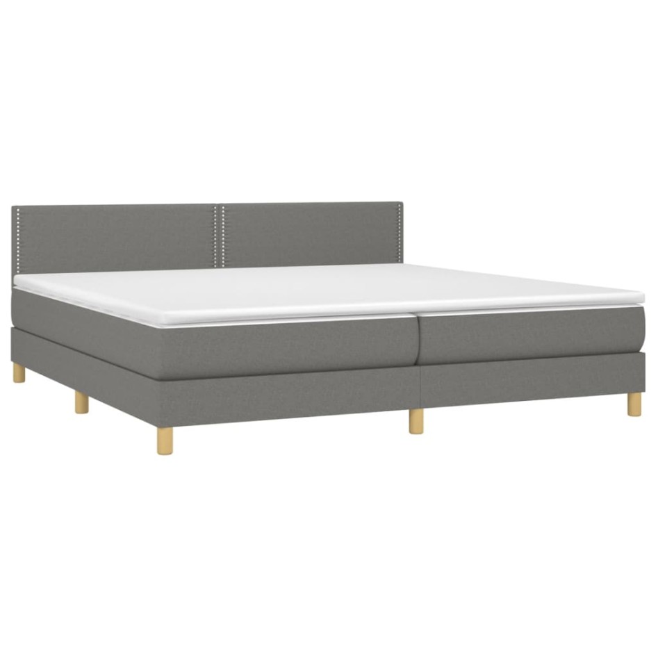 Cama box spring con colchón tela gris oscuro 200x200