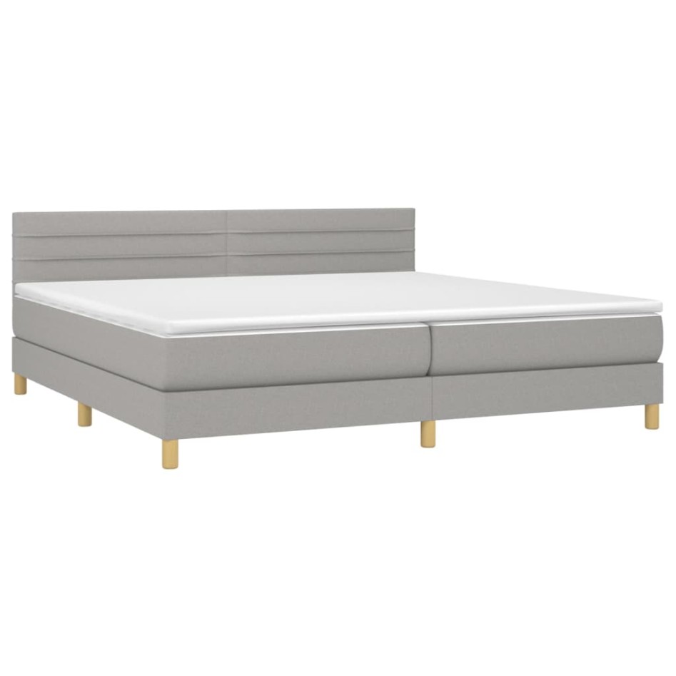 Cama box spring con colchón tela gris claro 200x200