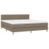Cama box spring con colchón tela gris taupe 160x200