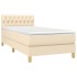 Cama box spring con colchón tela color crema 100x200