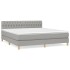 Cama box spring con colchón tela gris claro 180x200