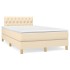 Cama box spring con colchón tela color crema 120x200