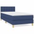 Cama box spring con colchón tela azul 90x190