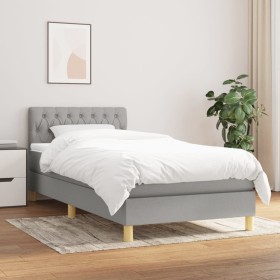 Cama box spring con colchón tela gris claro 100x200