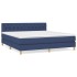 Cama box spring con colchón tela azul 160x200