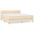 Cama box spring con colchón tela color crema 180x200