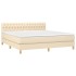 Cama box spring con colchón tela color crema 180x200