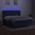 Cama box spring colchón y luces LED tela azul 160x200