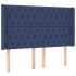 Cama box spring colchón y luces LED tela azul 160x200
