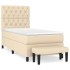 Cama box spring con colchón tela color crema 80x200