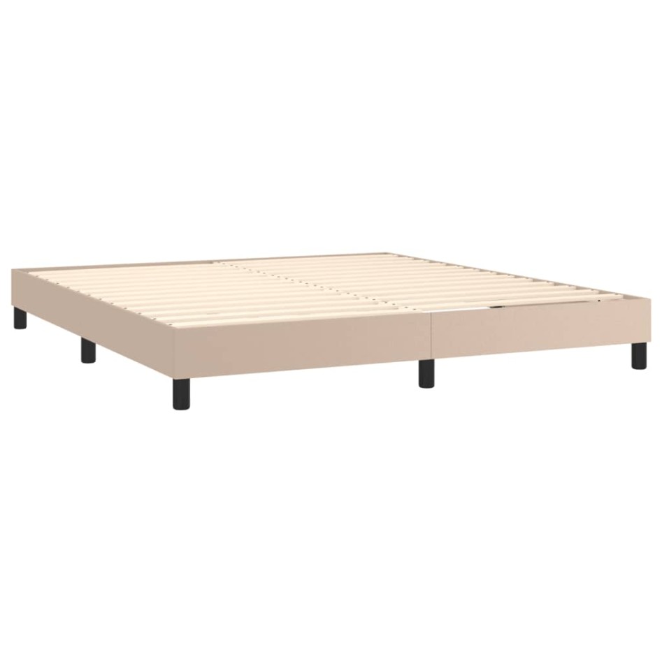 Cama box spring con colchón cuero sintético capuchino