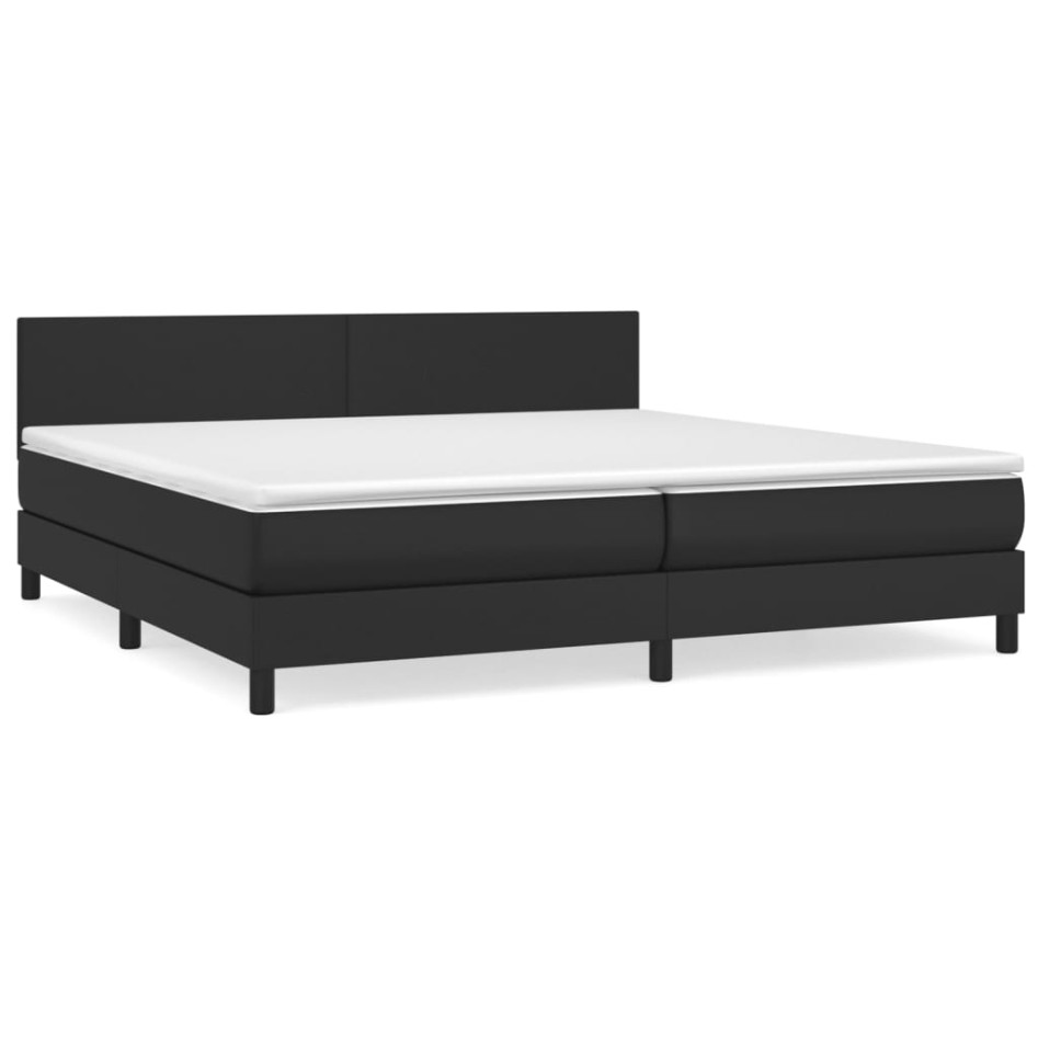 Cama box spring con colchón cuero sintético negro 200x200