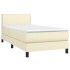 Cama box spring con colchón cuero sintético crema 100x200