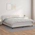 Cama box spring con colchón cuero sintético blanco 160x200