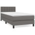 Cama box spring con colchón cuero sintético gris 100x200