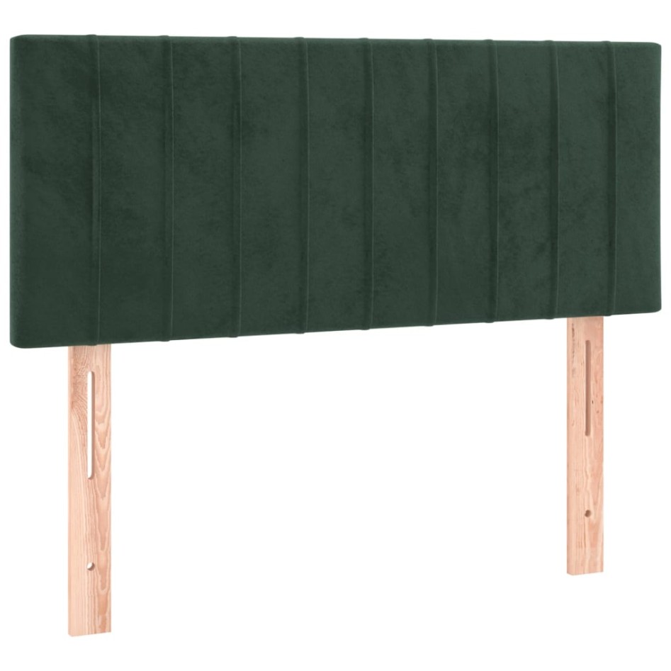 Cama box spring con colchón terciopelo verde oscuro 80x200