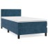 Cama box spring con colchón terciopelo azul oscuro 80x200