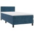 Cama box spring con colchón terciopelo azul oscuro 80x200