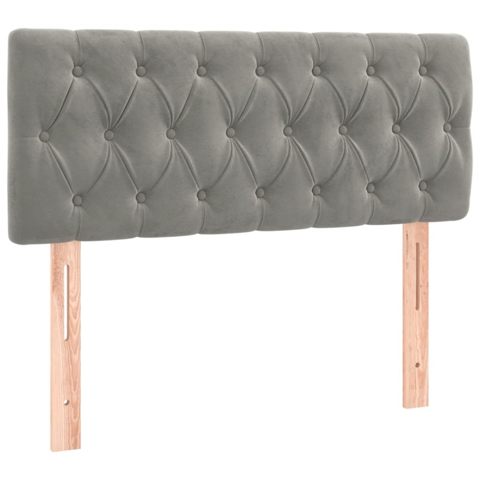 Cama box spring con colchón terciopelo gris claro 90x190