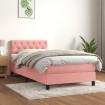 Cama box spring con colchón terciopelo rosa 80x200 cm