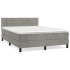 Cama box spring con colchón terciopelo gris claro 140x200