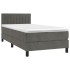Cama box spring con colchón terciopelo gris oscuro 90x200