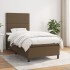 Cama box spring con colchón tela marrón oscuro 100x200