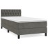 Cama box spring con colchón terciopelo gris oscuro 100x200