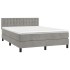 Cama box spring con colchón terciopelo gris claro 140x190
