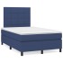 Cama box spring con colchón tela azul 120x200