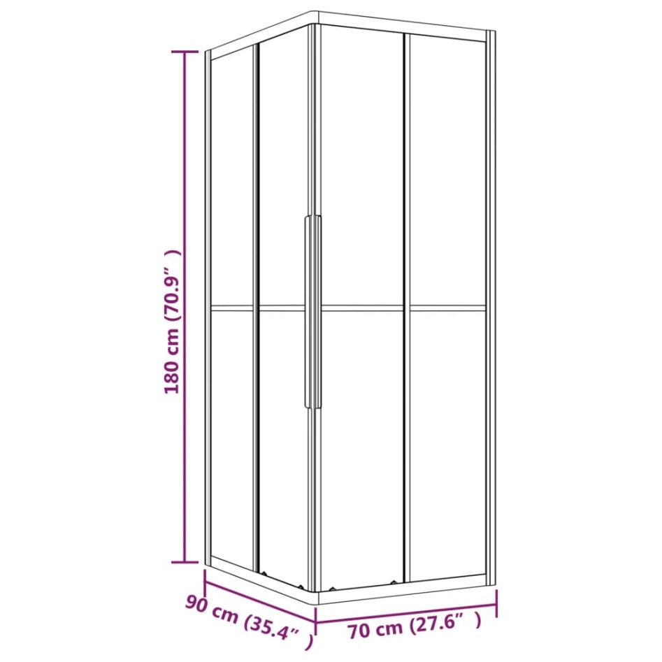 Cabina de ducha ESG semiesmerilado negro 90x70x180