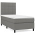 Cama box spring con colchón tela gris oscuro 90x200