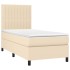 Cama box spring con colchón tela color crema 80x200