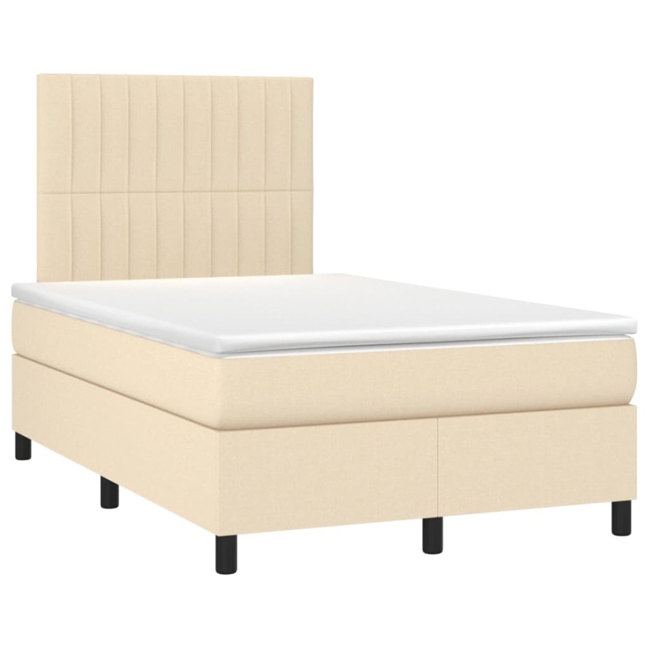 Cama box spring con colchón tela color crema 120x200