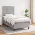 Cama box spring con colchón tela gris claro 100x200